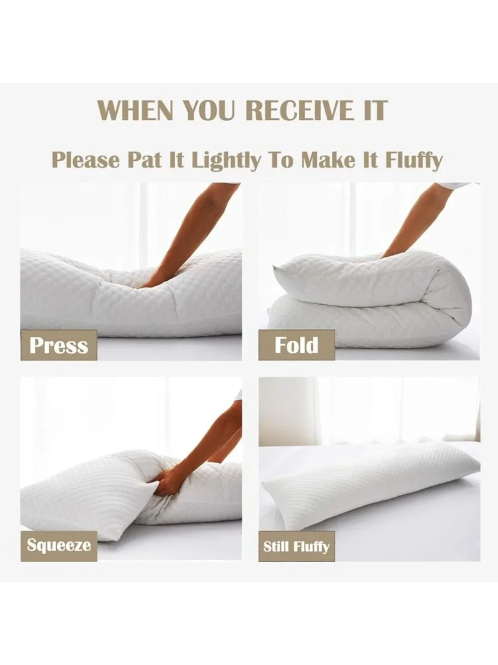 〽️Full Body for Adults Soft Long Bed Pillow Removable Cooling Cover 20x54Inch